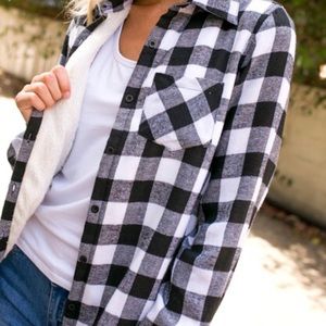 Dottie Fleece Lined flannel- Black And White